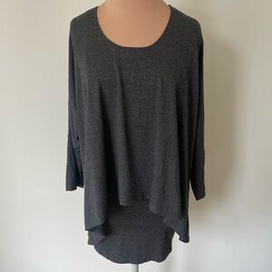 Testimony Los Angeles Charcoal Gray Stretch 3/4 Sleeve Tunic Overlay Top NWT S